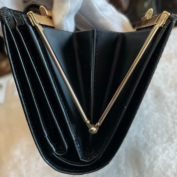 Givenchy Authentic Vintage Black Logo Textured Compact Wallet with Gold Hardware - Picture 11 of 16